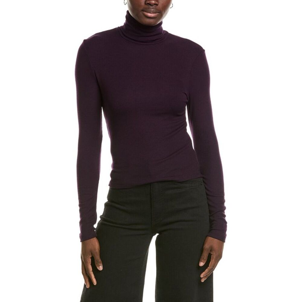 Michael Stars Womens  Tara Crop Turtleneck, Black
